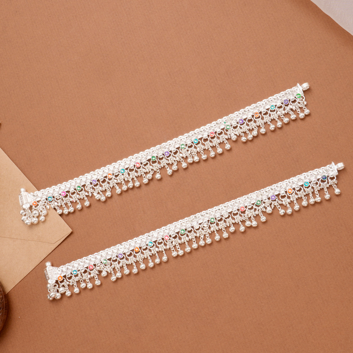 Multi Enamel Pattern Bell Anklet
