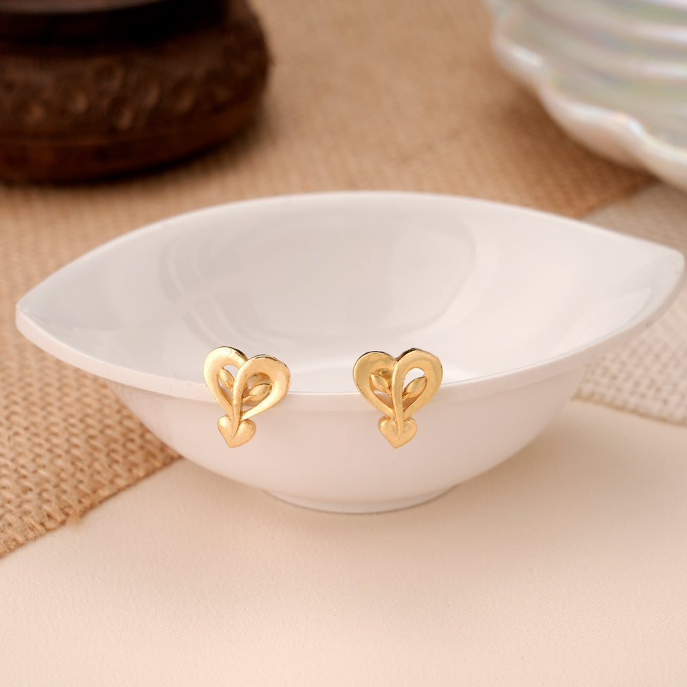 Double Heart Shape Casting Gold Plated Stud