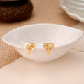 Double Heart Shape Casting Gold Plated Stud