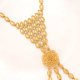 Elegant Floral Hath Phool Gold Bracelet with Triple Rings