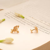 Tiny Charm Peacock Design Golden Stud