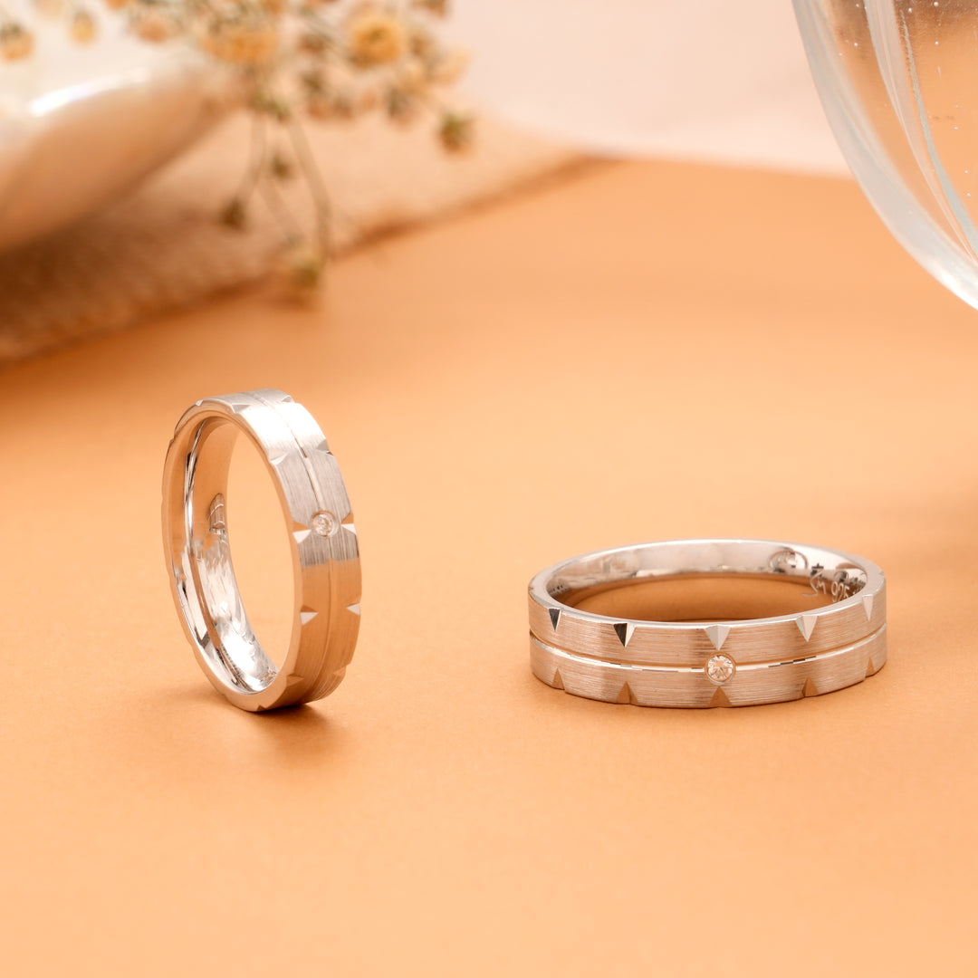 Classic Centre Groove Silver Couple Rings