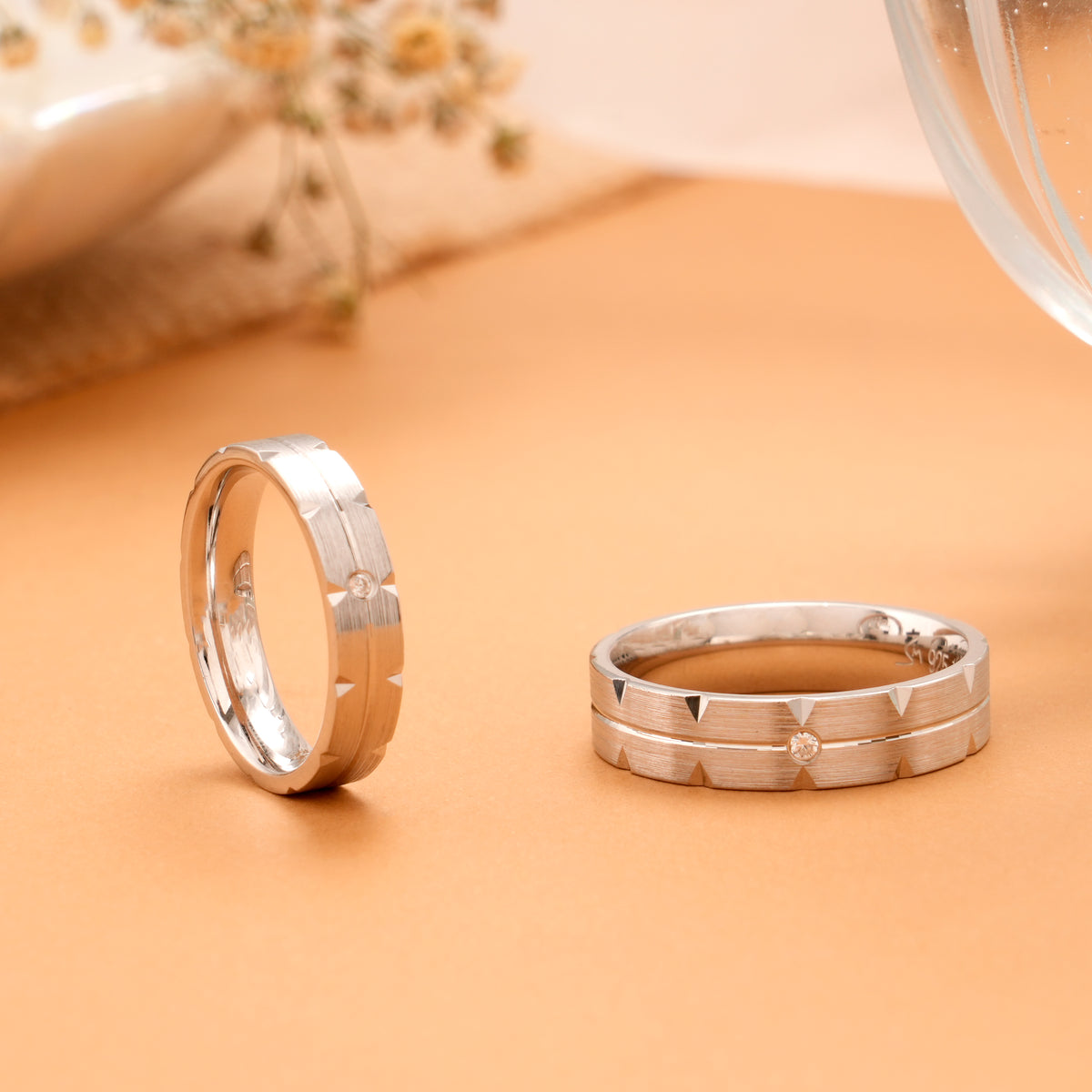 Classic Centre Groove Silver Couple Rings