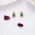 Emerald Tear Drop Golden Stud
