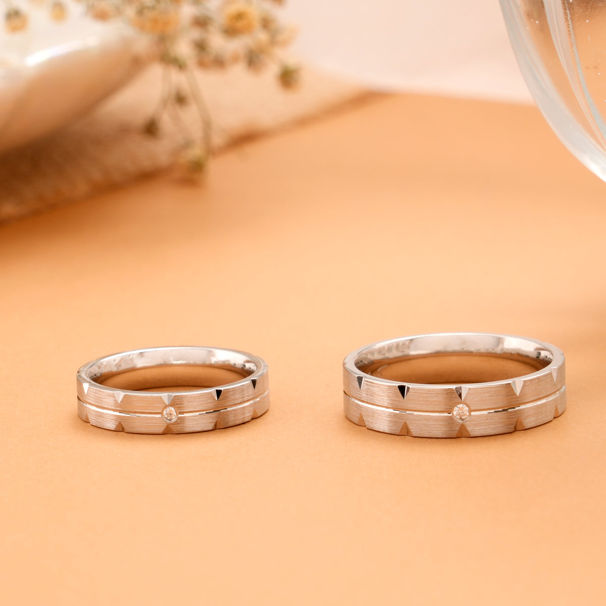 Classic Centre Groove Silver Couple Rings