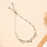 Cute Butterfly with Floral Infinity Silver Bracelet