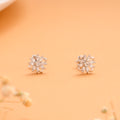 Elegant Square Flower Design Silver Stud