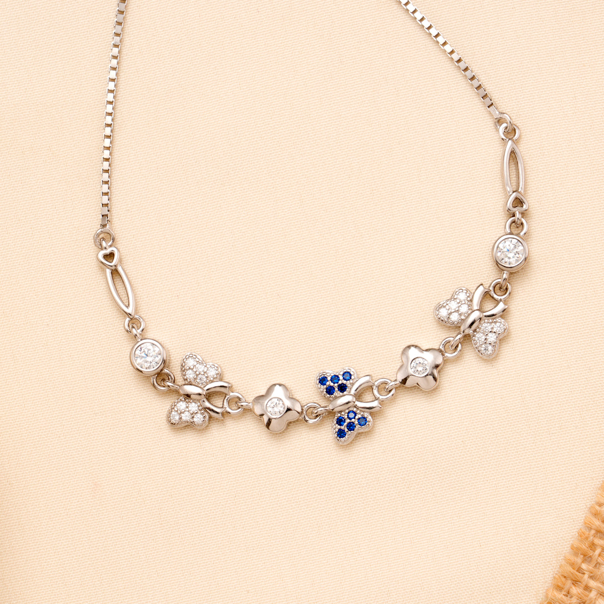 Elegant Butterfly Crystal Silver Bracelet