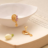 Graceful Peacock Enamel Golden Earring