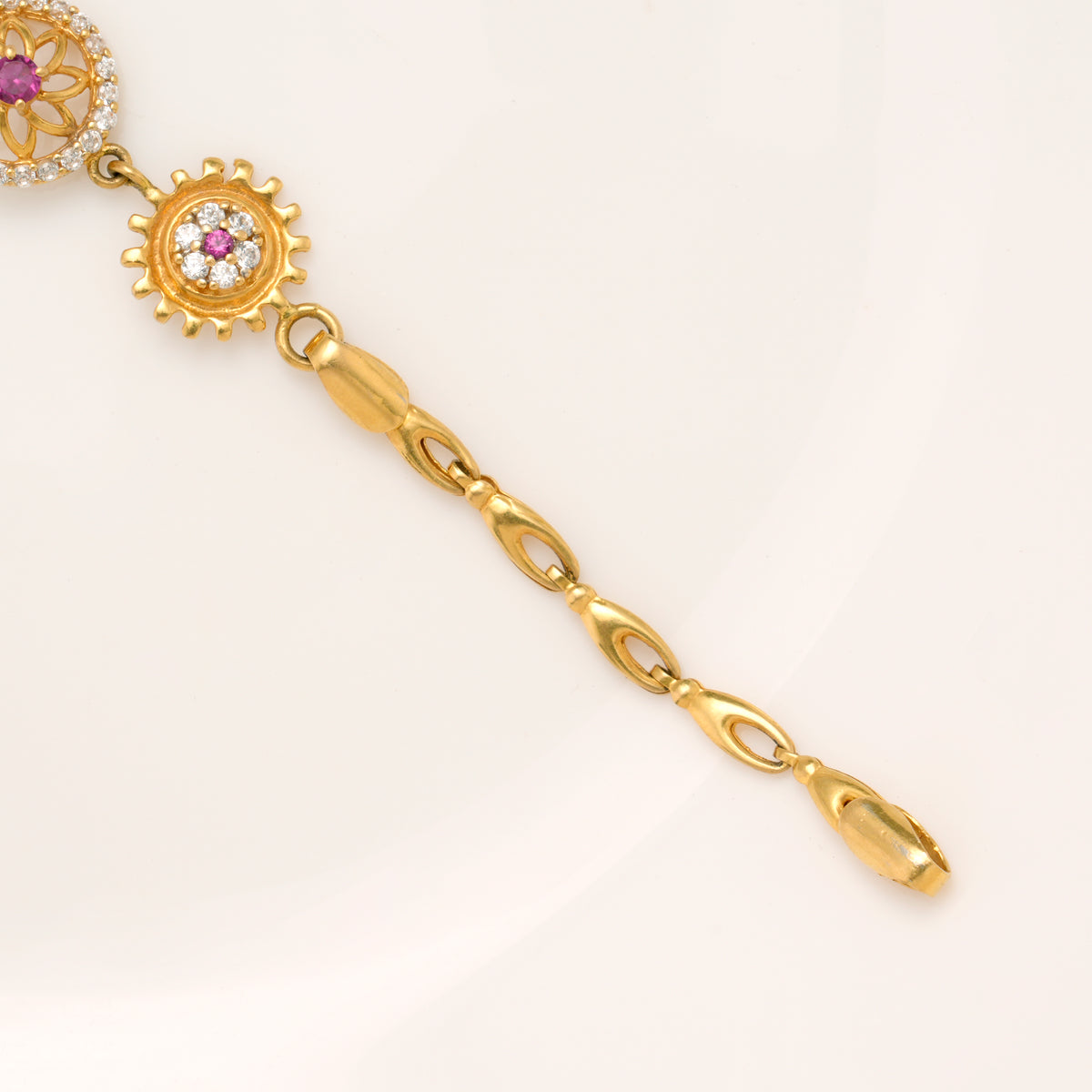 Regal Triple Blossom with Stones Gold Bracelet