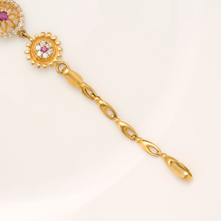 Regal Triple Blossom with Stones Gold Bracelet