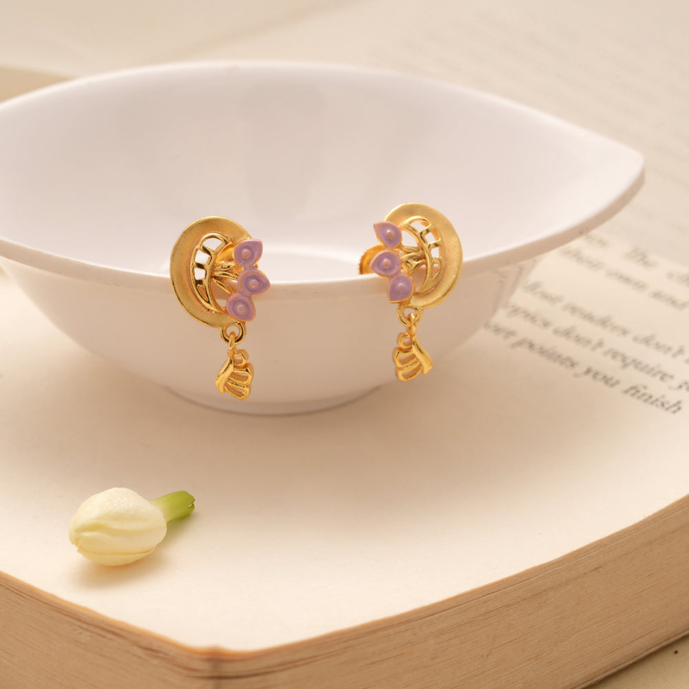 Graceful Peacock Enamel Golden Earring