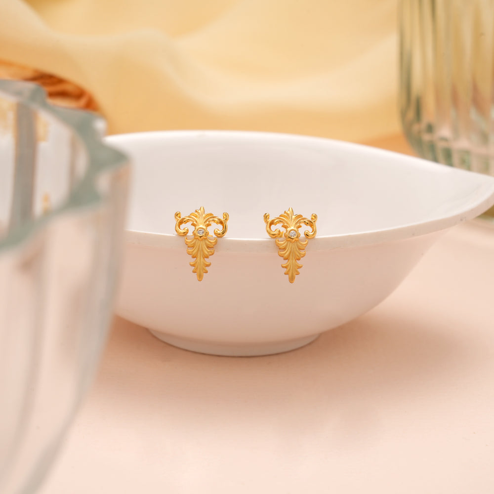 Royal Gold Flower with Stone Stud