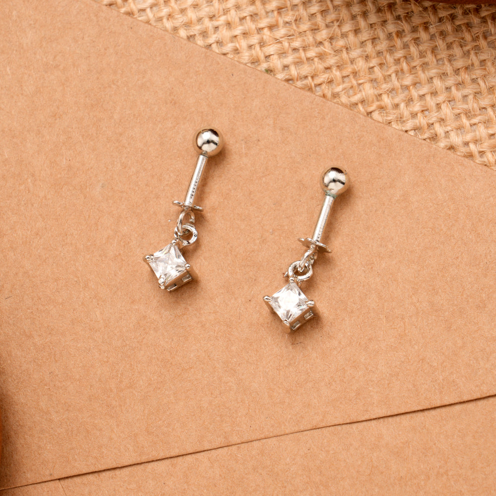 Square Shape White Stone Silver Koppu