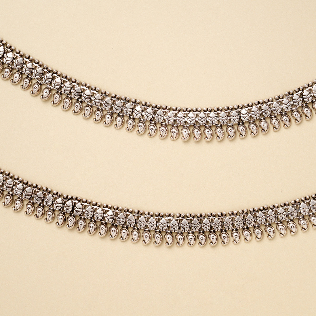 Classic Temple Heavy Silver Antique Anklet