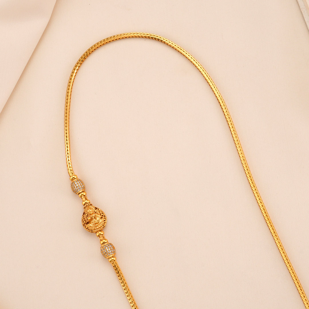 White Stone with Golden Lakshmi Mugappu Chain