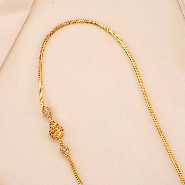 White Stone with Golden Lakshmi Mugappu Chain