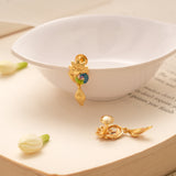 Peacock Enamel Design Golden Earring