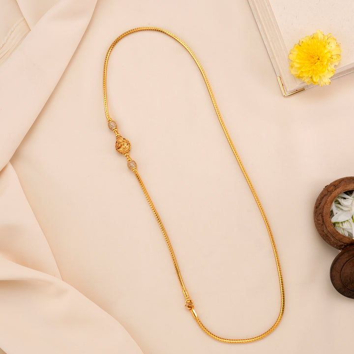 White Stone with Golden Lakshmi Mugappu Chain