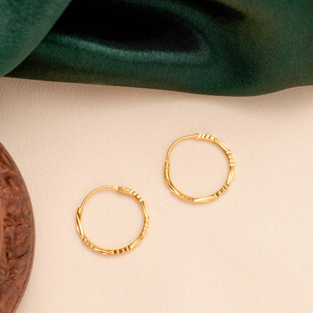 Faceted Plain Design Gold Hoops