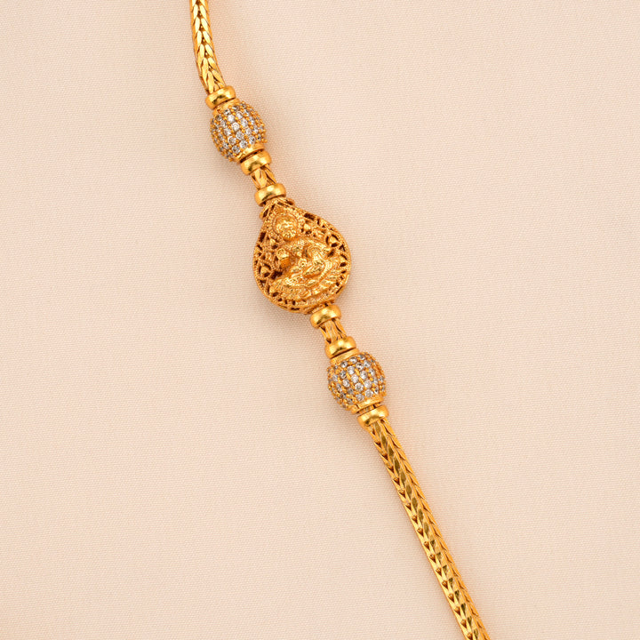 White Stone with Golden Lakshmi Mugappu Chain