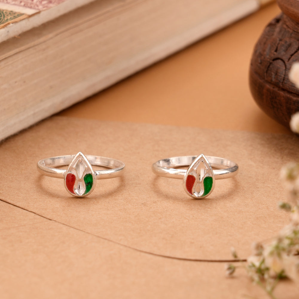 Bright Finish Enamel Silver Toe Ring