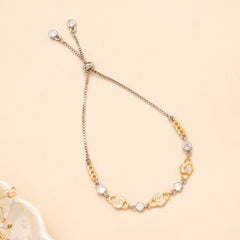 Two Tone Interlocked Circle Silver Bracelet
