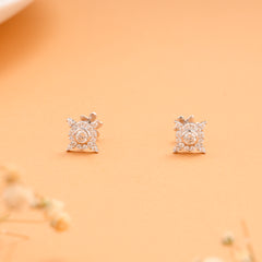 Floral Halo Stone Silver Stud