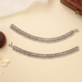 Classic Temple Heavy Silver Antique Anklet
