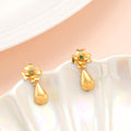 Emerald Bloom Teardrop Gold Earrings