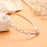 Rectangular Link White Stone Silver Kada