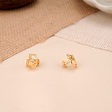 Flower Design Strawberry Shape Golden Stud
