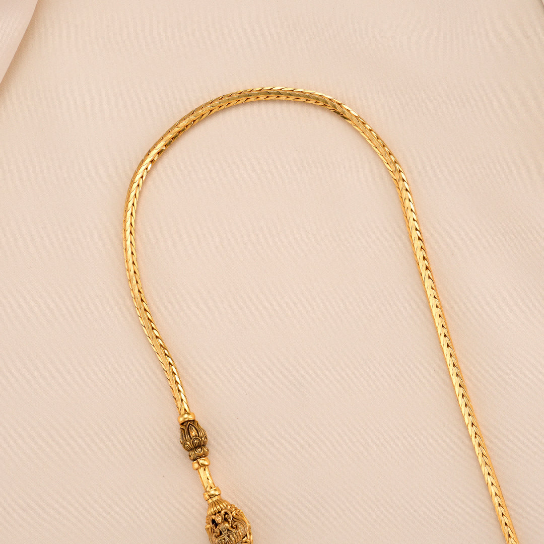 Antique Gaja Lakshmi Silver Mugappu Chain