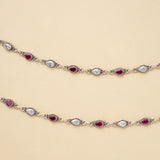 Silver Elegant Dual Stone Link Anklet