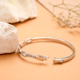 Rectangular Link White Stone Silver Kada