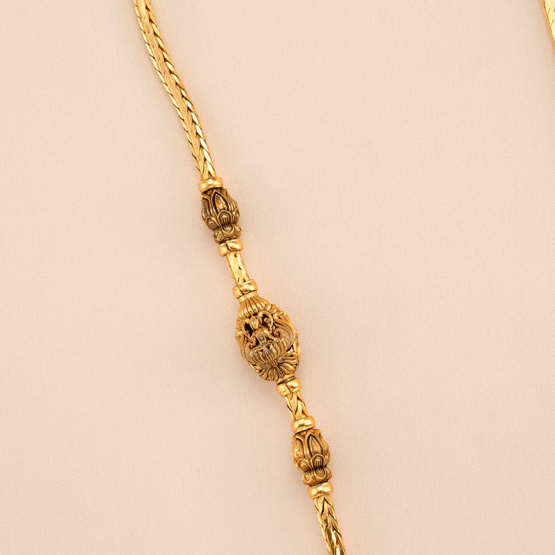 Antique Gaja Lakshmi Silver Mugappu Chain