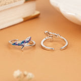 Exquisite Blue Purple Enamel Feather Toe Ring