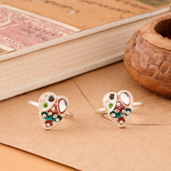 Crystal Heart Shape Fancy Silver Toe Ring
