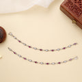 Silver Elegant Dual Stone Link Anklet