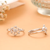 Floral Cluster Chevron Silver Toe Ring