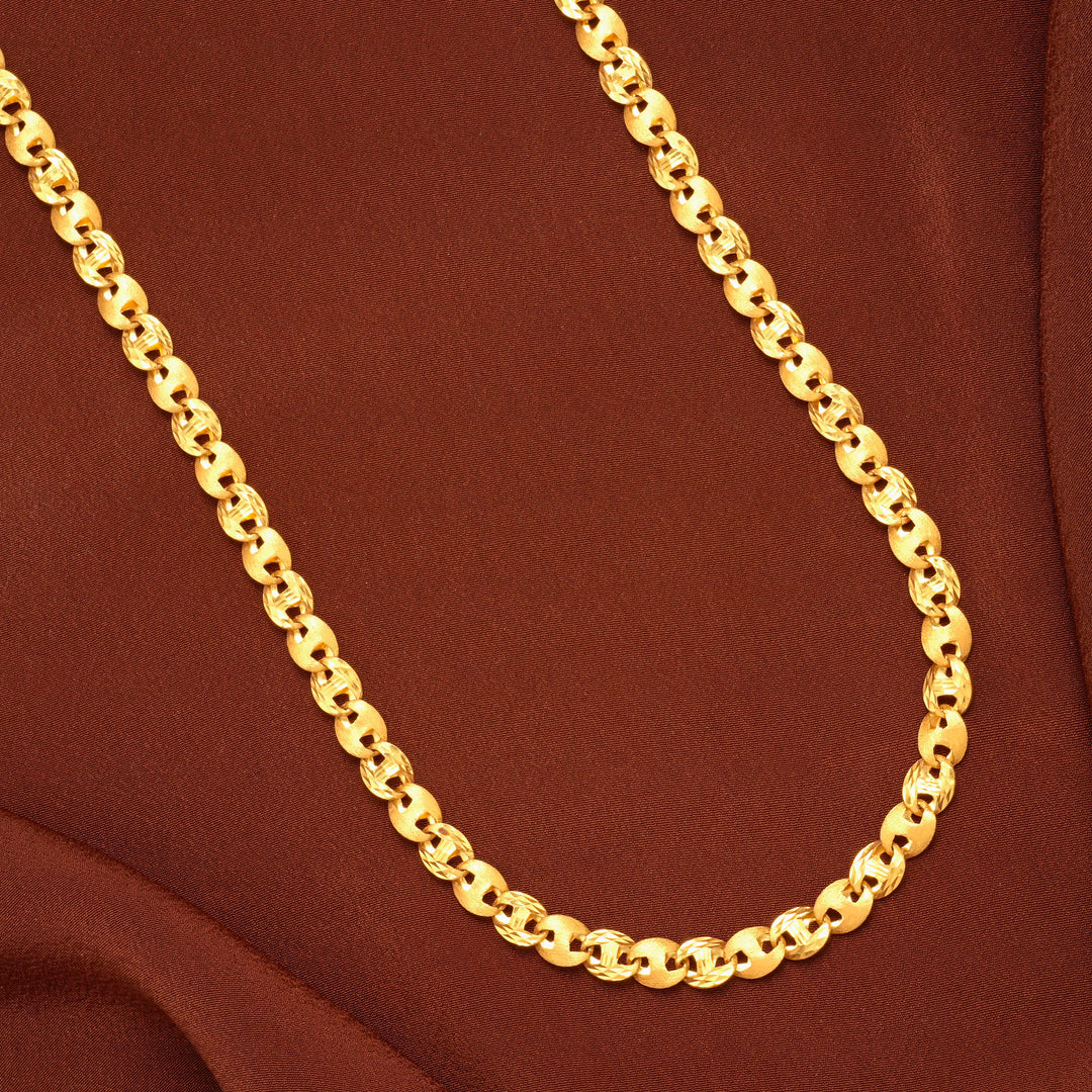 Modern Oval Solid Pattern Gold Chain