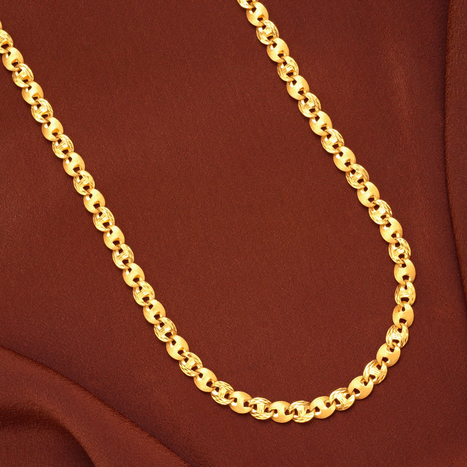 Modern Oval Solid Pattern Gold Chain