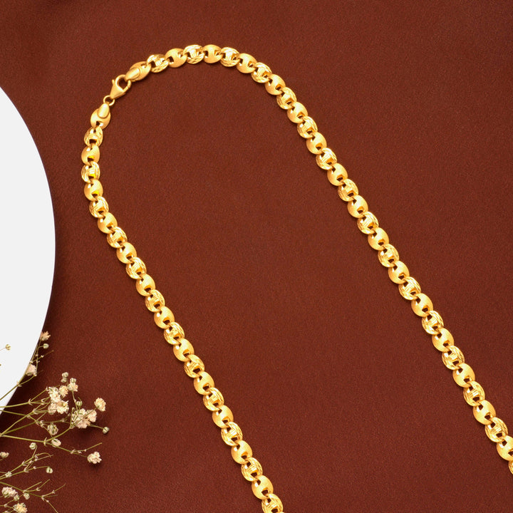 Modern Oval Solid Pattern Gold Chain