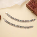 Emerald Beaded Tribal Silver Anklet