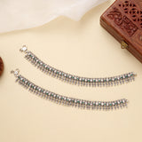 Emerald Beaded Tribal Silver Anklet