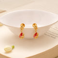 Charming Red Enamel Flower Golden Earring
