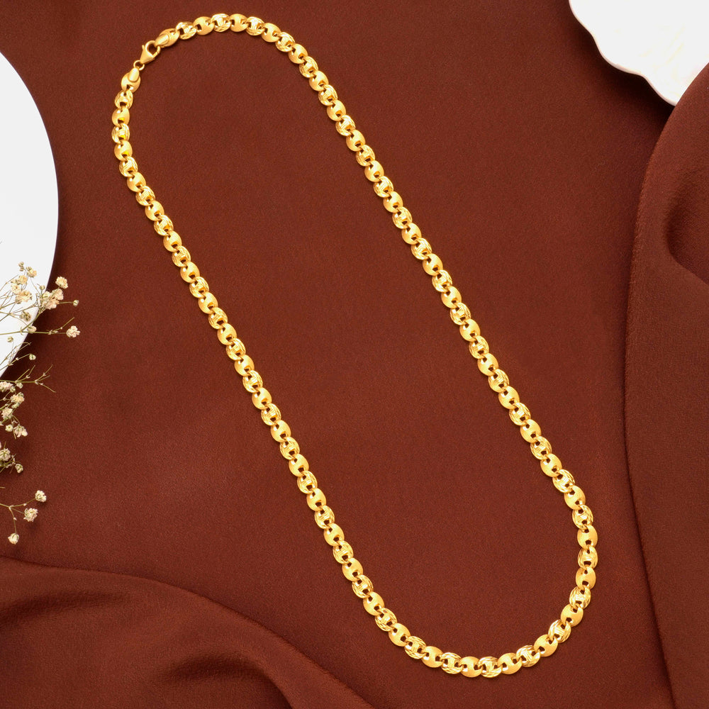 Modern Oval Solid Pattern Gold Chain