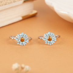 Charming Light Blue Daisy Enamel Toe Ring