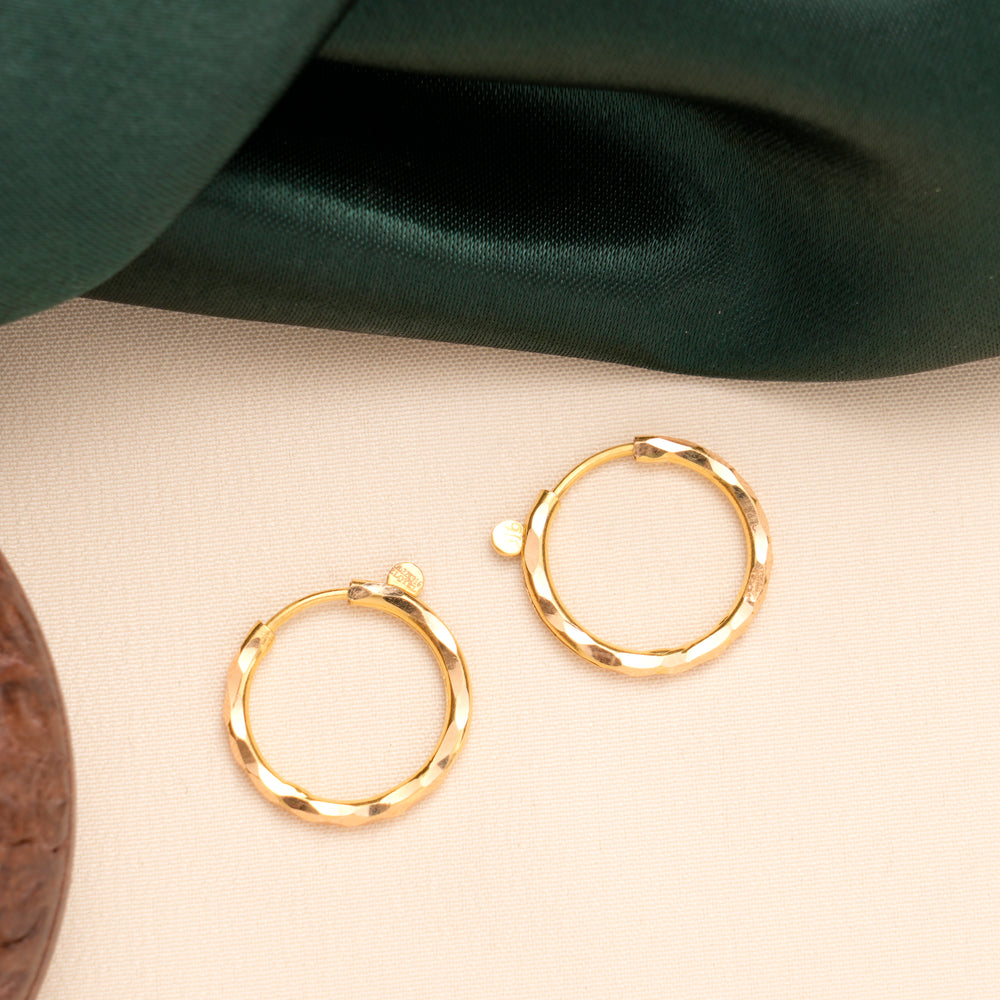 Hammered Finish Gold Hoop Earrings