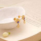 Elegant Tear Drop Enamel Golden Earring